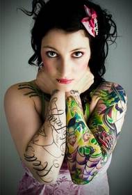 Figura de tatuaje sexy de súper personalidad de hombro de chicas europeas y americanas