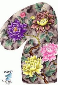 pattern sa tattoo sa semi- li: kolor nga parisan sa peony nga peony peony