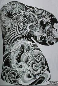 Preporučuje se kineski tradicionalni element tetovaže, pola luka Danfeng Chaoyang Phoenix Peony, rukopis, tetovaža rukopisa