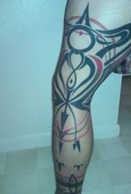 Black and Red Abstract Line Tattoo Mask Tattoo Taty Geometric Flower Leg tattoo Tattoo
