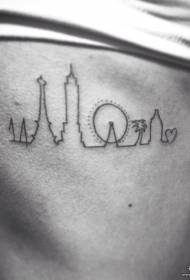 vita laterale piccolo piccolo paesaggio architettonico linea modello del tatuaggio