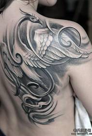 girls shoulder black gray phoenix tattoo Pattern
