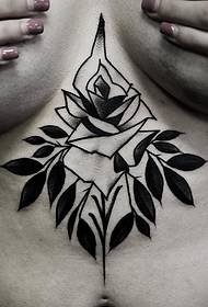 schwarze graue Rose der weiblichen Kastenschuleblätter Tätowierungsmuster