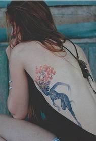 Immagine del modello del tatuaggio dell'albero della figura di colore della vita laterale di bellezza