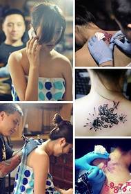 dievča zadok krk koruna list tetovanie scéna