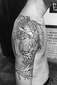 över axeln enkel linje Phoenix tatuering mönster
