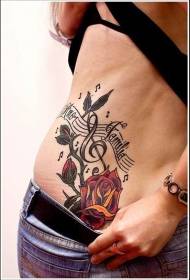 glazba u boji struka kao tema ruža tetovaža uzorak