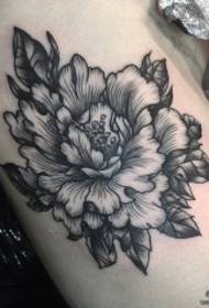 evropski in ameriški črno sivi cvetni vzorec tatoo na stranskem pasu