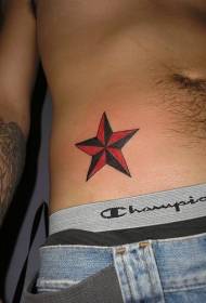 abdomen black and red star tattoo pattern