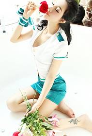 sexy beauty Jin Meixin flight attendant uniforms beautiful legs tattoo picture picture