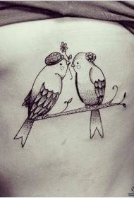 side waist small fresh European and American bird tattoo pattern