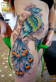 vita laterale di bellezza un modello di tatuaggio sexy bellissimo pavone