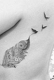 side chest feather bird tattoo tattoo