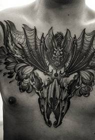 modello del tatuaggio del tatuaggio di testa di pecora pipistrello cool moda petto maschile