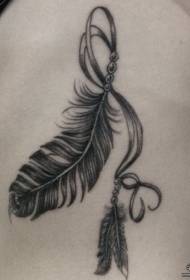 gilid baywang itim na kulay-abo na European at American feather tattoo pattern