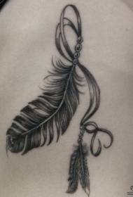 kilid sa hawak nga itom nga grey European ug American pattern sa tattoo sa feather