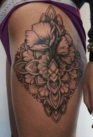 cames de tatuatge amb motius florals de color gris