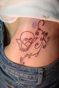 modello di tatuaggio uccello incolore linea semplice in vita