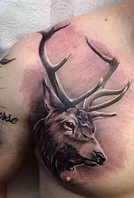 il modello del tatuaggio del cervo 3d sul petto è pieno di energia