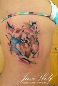 oldalsó derék oroszlán fröccsenő tinta színű tetoválás minta