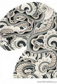 Traditional Tattoos of the Japanese-style Half-Python Viper Manuscript Pattern