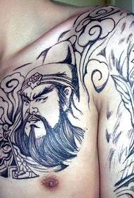 mwatye nwa e blan yon tatoo Guan Yu ak Zhao Yun