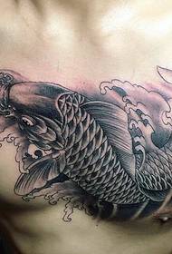 modeli i tatuazhit të kallamave të zinj dhe të bardhë të gjoksit për burra 114052-80 model tatuazhi i rubinetit të gjoksit për burra