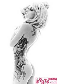 European girl side waist mermaid tattoo