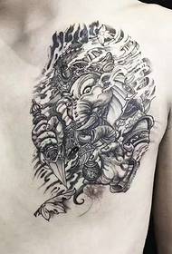 a small part of the black and white baby elephant tattoo pattern