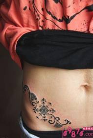 side waist small Sanskrit flower fashion tattoo picture