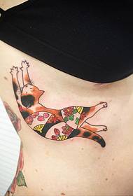 modello di tatuaggio tatuaggio giapponese tradizionale vita laterale gatto tatuaggio