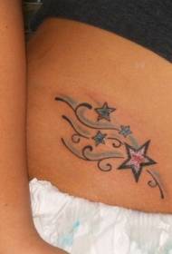weibliche Taille Seite Farbe fünfzackigen Stern Tattoo Bild