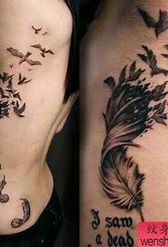 La barre de spectacle de tatouage a recommandé un motif de tatouage Yan à plumes à la taille