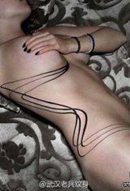 mbali m'chiuno European ndi American geometric line line tattoo