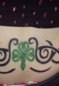 green waist flower tattoo pattern