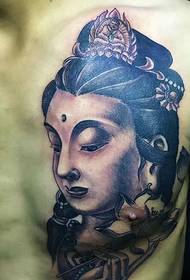 Мушка груди половина традиционалне женске Гуаниин тетоваже за тетоважу