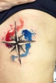 laterale cintura bussola splash ink tinta prigione Tattoo