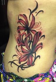 pantalóns de flores cintura lateral cintura lateral patrón de tatuaxe de flores