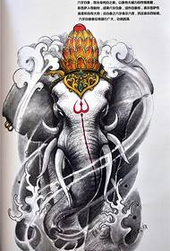 包腿包臂大象萨手稿纹身图案