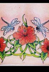 juosmens gėlių tatuiruotės modelis