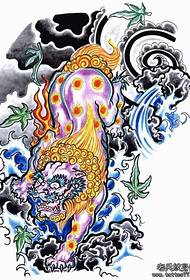 gikan sa Hapon nga tradisyonal nga Japanese nga tradisyonal nga semi-Sui lion tattoo manuskrito nga pag-analisar sa pattern