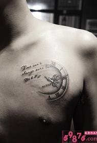 сандуқи Clock English tatto сиёҳ ва сафед