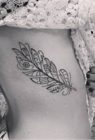 side waist small fresh line wings tattoo pattern