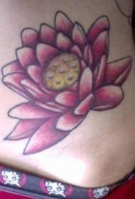 patró de tatuatge de lotus de color a la cintura femenina