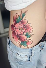 piccolo lato della vita Modello squisito del tatuaggio della peonia