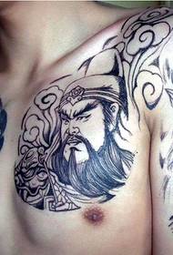 Zwart-wit Half A Guan Yu en Zhao Yun tattoo-foto's