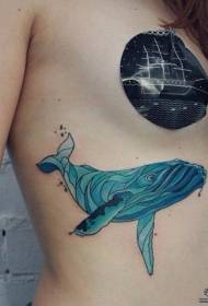 motivo tatuaggio europeo e americano balena laterale in vita