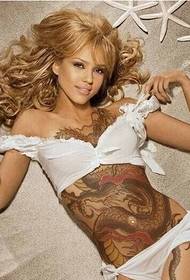 sexy žena hrudníku barevné drak tetování obrázky