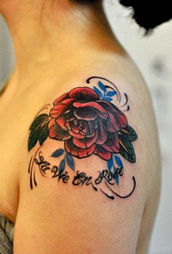 modello di tatuaggio di bellezza spalla colore rosa