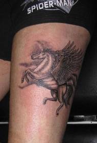 Modello di tatuaggio nero coscia Pegasus